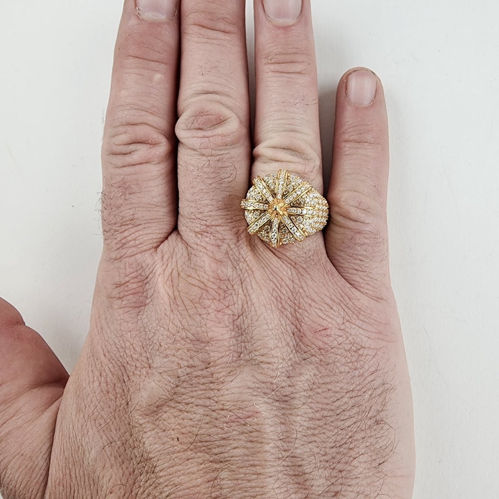Moissanite Crown Sterling Silver 925 Ring Size 12 Gold Finish New 20g Iced Out