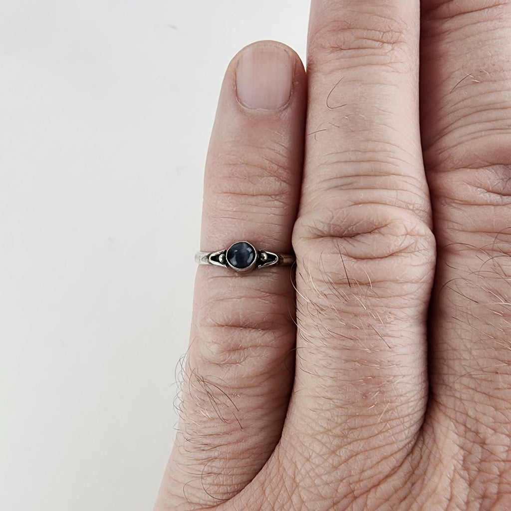 Vintage Cateye Solitaire Ring Size 5 1/4 in Sterling Silver 925