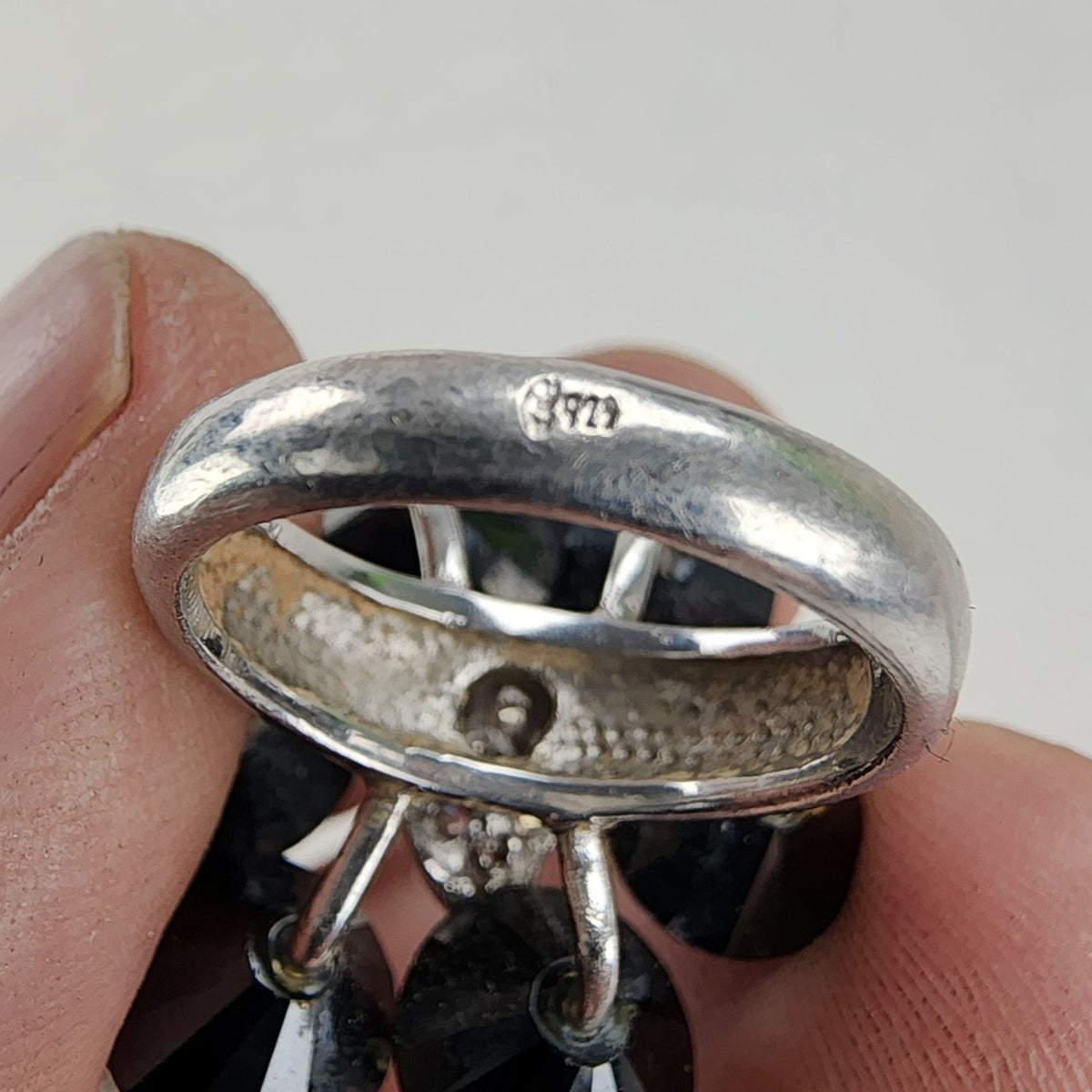 Vintage Soviet Cluster Cocktail Ring Size 7 Sterling Silver 925 Vintage