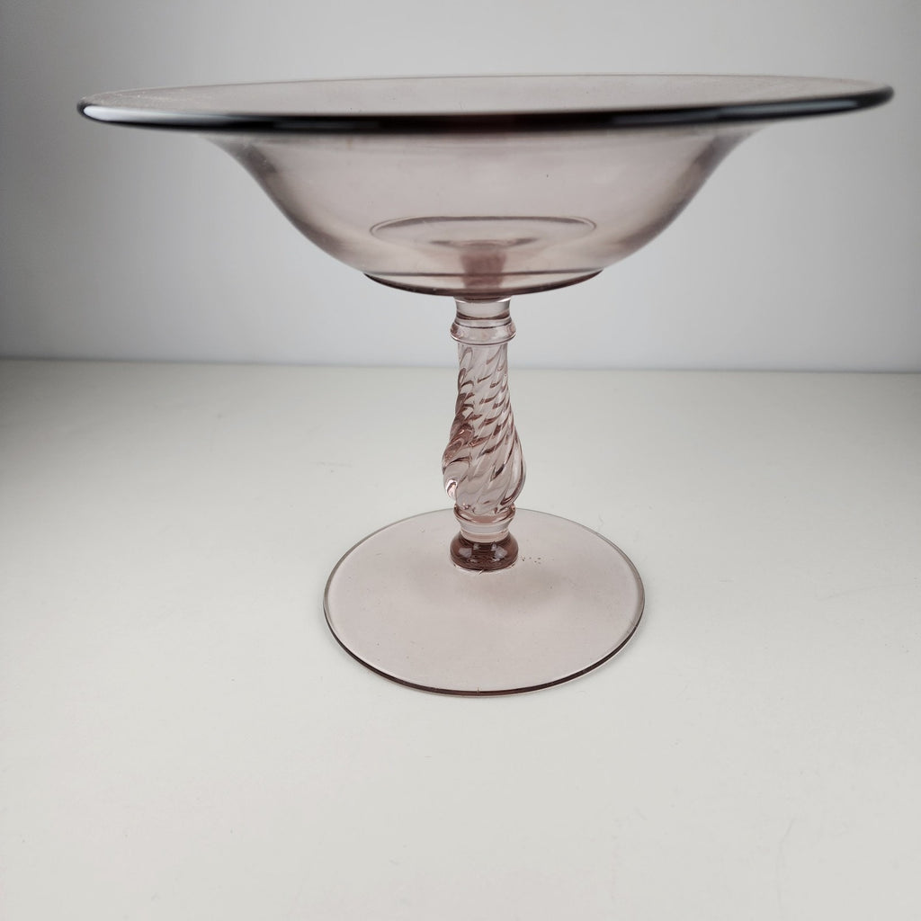 6" Twisted Stem Compote by Fostoria Glass Fairfax Light Purple Footed Candy Dish
