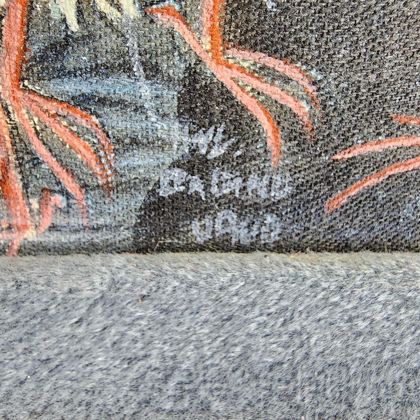 Heron Painting on Fabric by I Wayan Balik Framed Ubud Bali Indonesia
