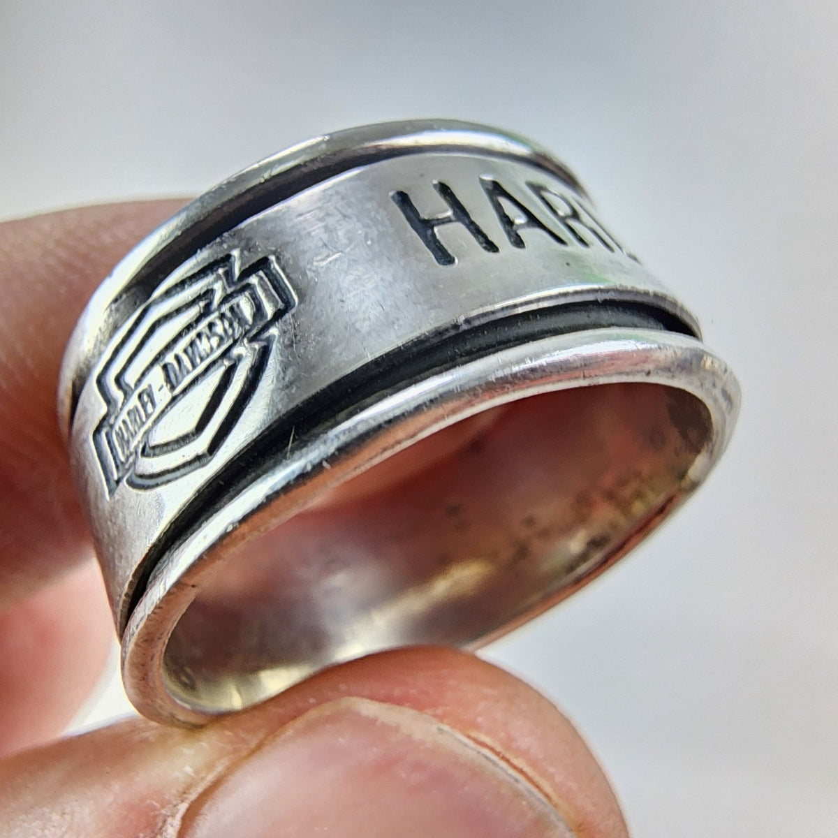 Harley Davidson Spinner Fidget Ring Size 13 1/2 Sterling Silver 925 Vintage