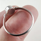 Vintage White Cats Eye Cabochon Ring Size 7 in Sterling Silver 925
