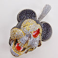 Iced Out Twisted Mickey Mouse Sterling Silver 925 Pendant New