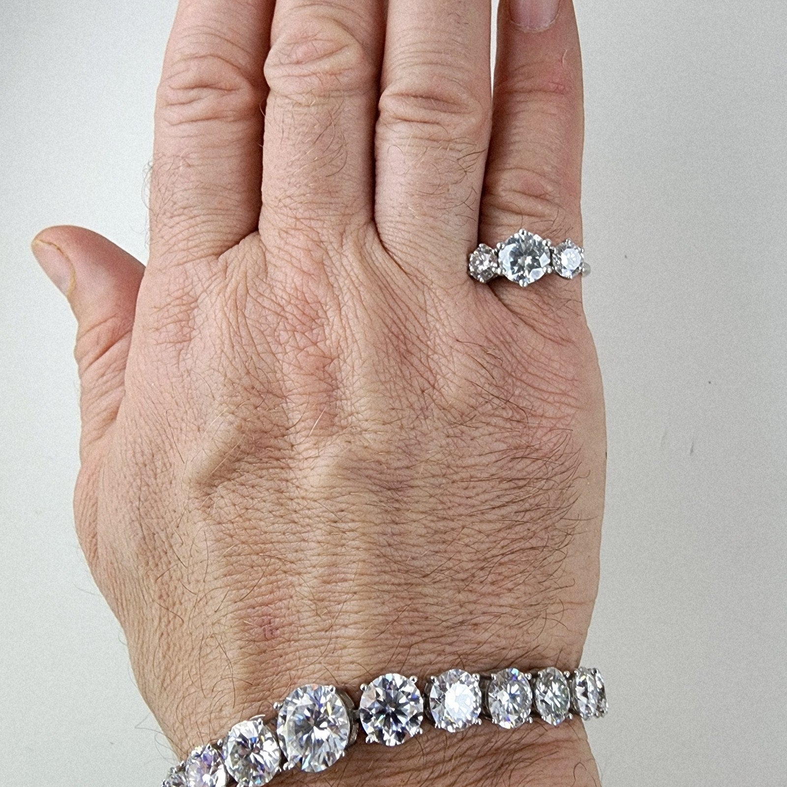 5ct Moissanite Graduated Three Stone Ring Size 9 Sterling Silver 925