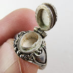 Beaded Peridot Poison Ring Size 4 3/4 Sterling Silver 925 Vintage