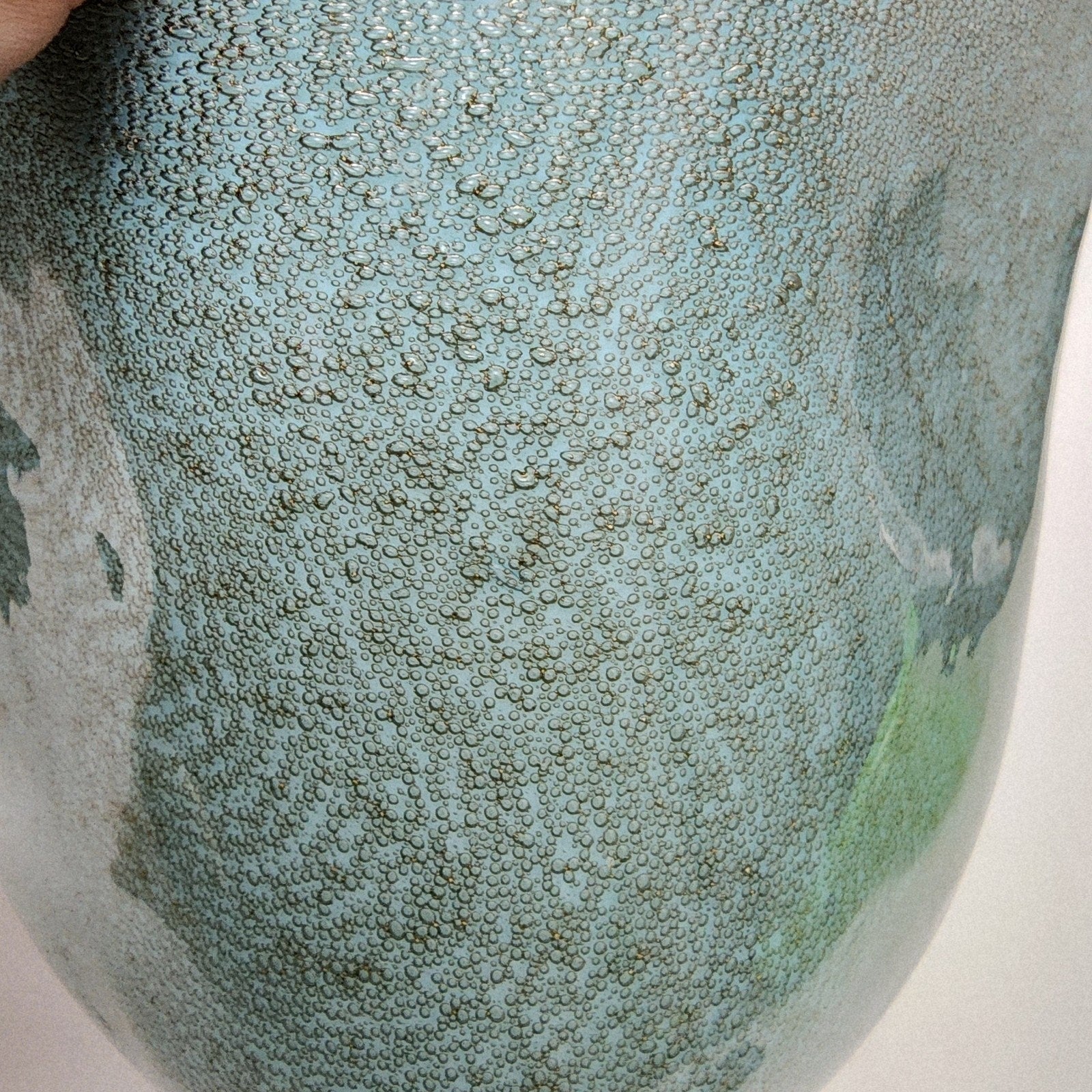 Seafoam Green Bubble Trap Art Glass Vase Hand Blown Square Vessel
