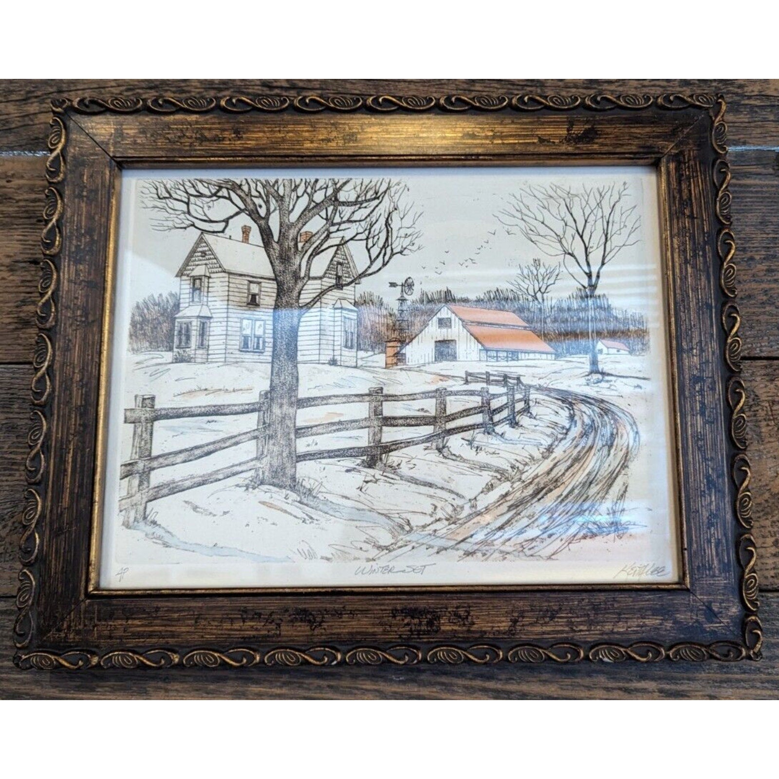 Keith Lee Winter Print Artist Proof Framed MCM Artwork