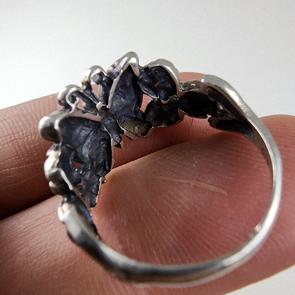Buttery Flower Band Ring Size 9 Sterling Silver 925 Vintage
