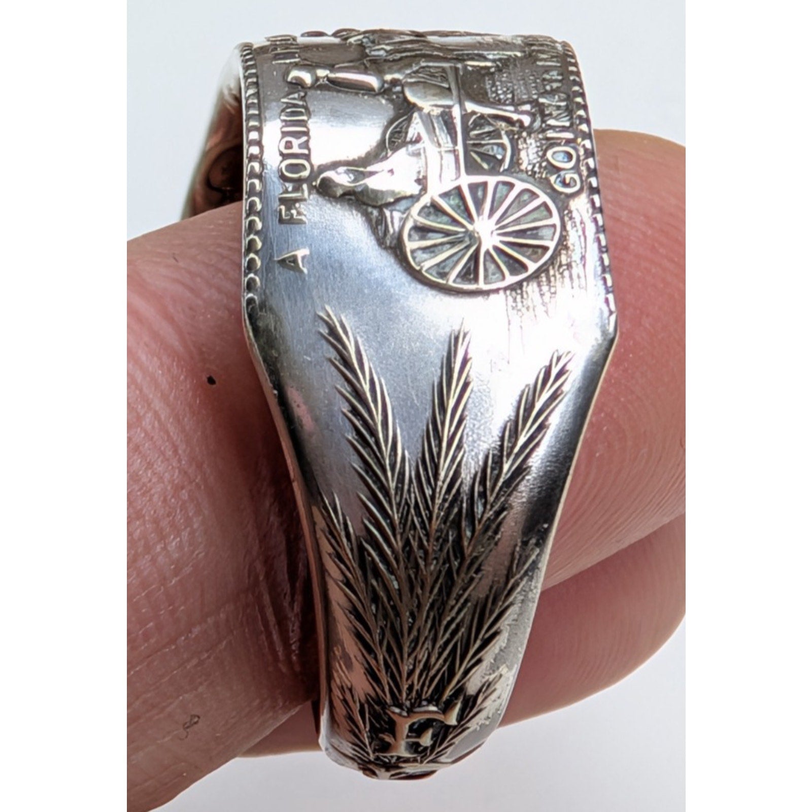 St Augustine Florida Souvenir Sterling Silver 925 Spoon Ring Size 13 1/2 Vintage