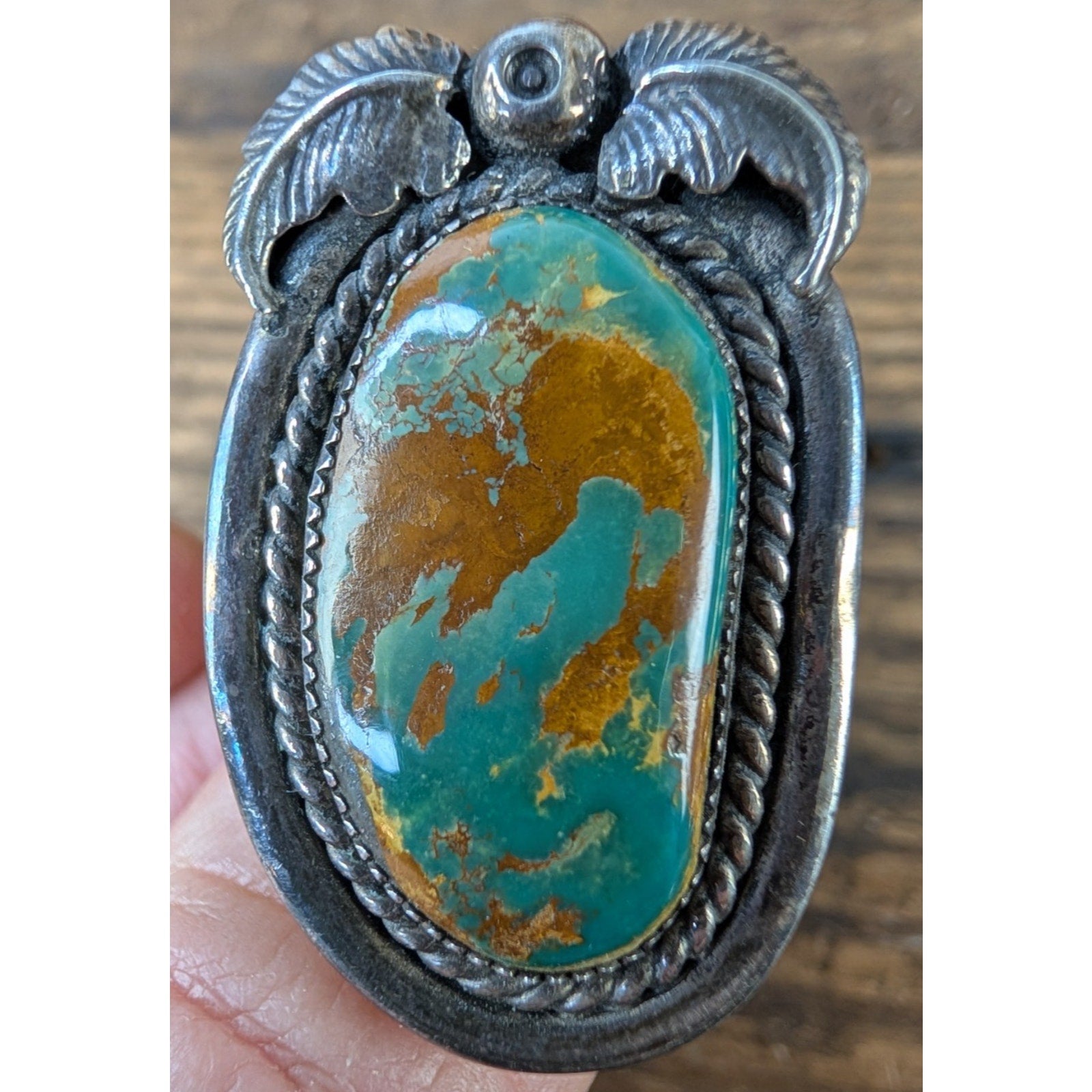 Royston Turquoise Sterling Silver Native Ring by Ruben Castillo Size 5 3/4