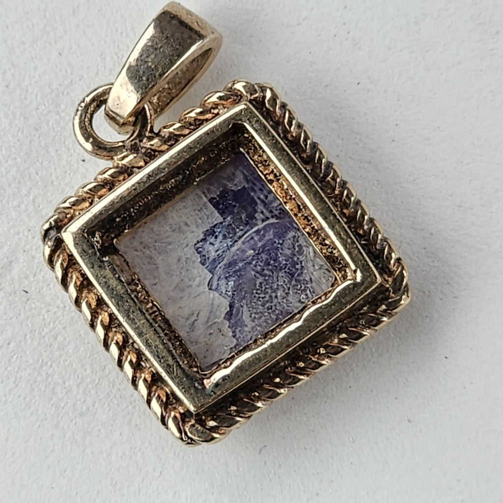 Purple Siberian Charoite Twisted Wire Pendant Sterling Silver 925