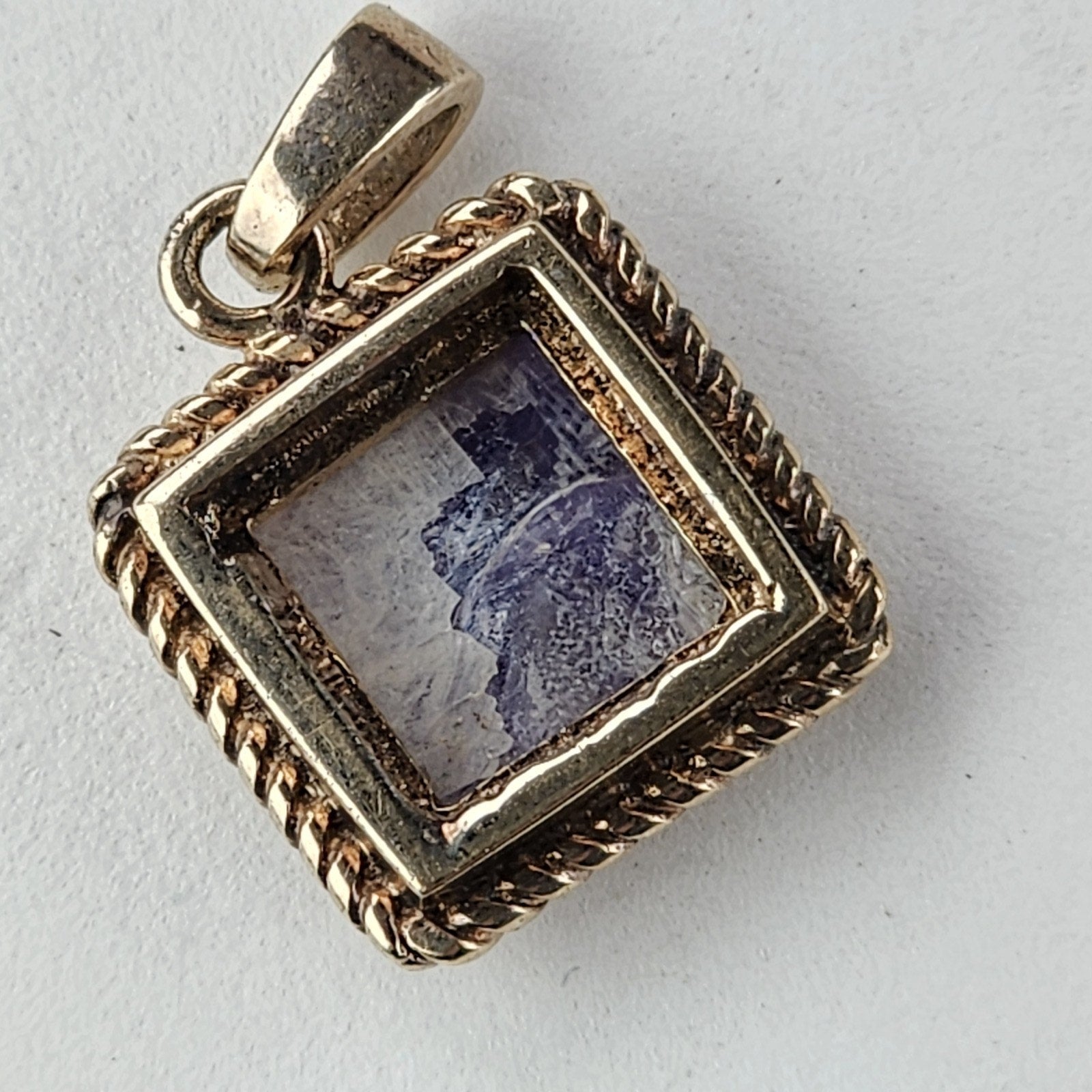 Purple Siberian Charoite Twisted Wire Pendant Sterling Silver 925