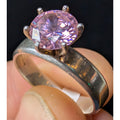 Bold Pink CZ Cocktail Sterling Silver 925 Ring - Size 8 1/2