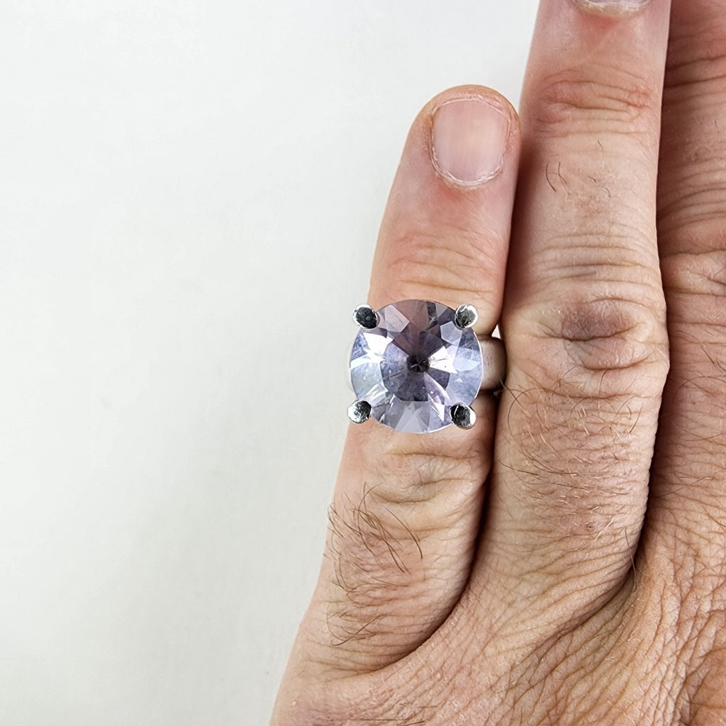 Pink Spinel Solitaire MH Designer High Set Ring Size 6 Sterling Silver 925