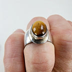 Tigers Eye Cabochon Ring Size 8 1/2 Sterling Silver 925 Vintage Southwestern