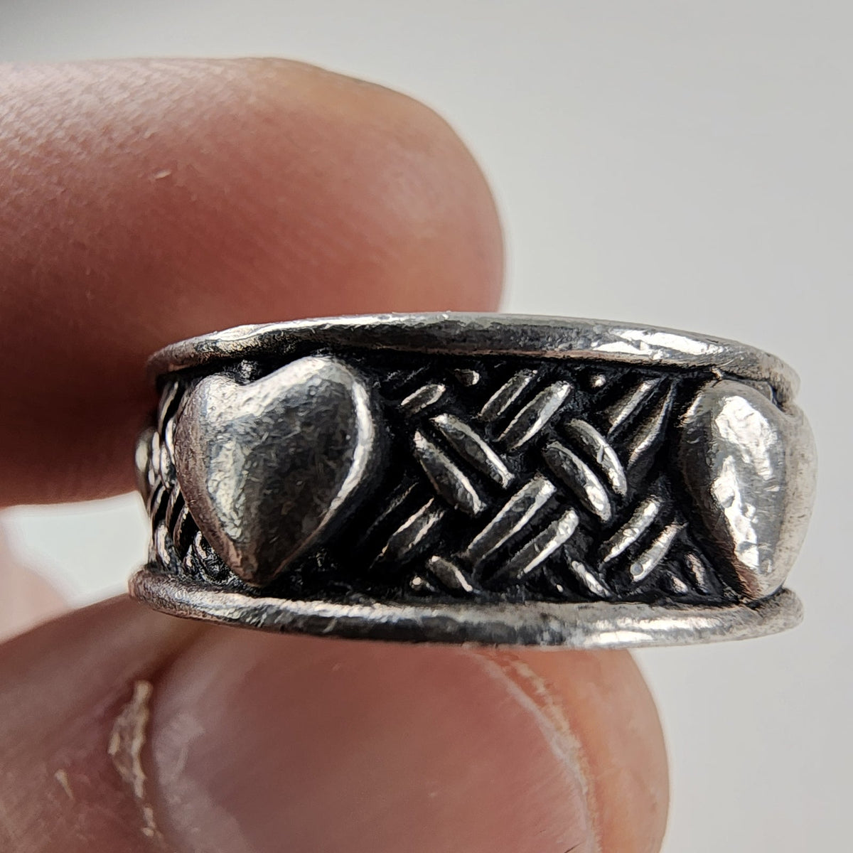 Brighton Basketweave Heart Eternity Band Ring Size 6 3/4 in Sterling Silver 925
