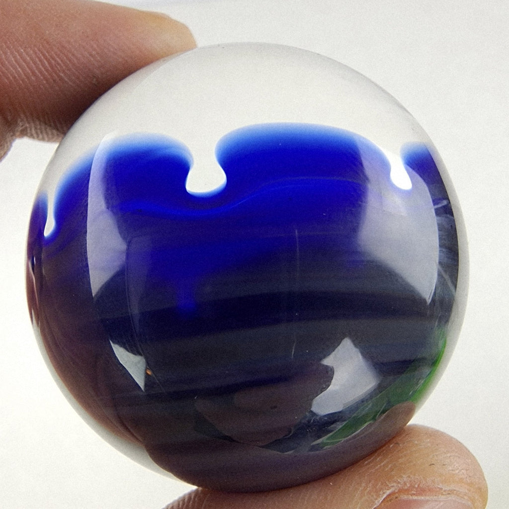 50mm Dichroic Blue Vortex Marble Borosilicate Handmade