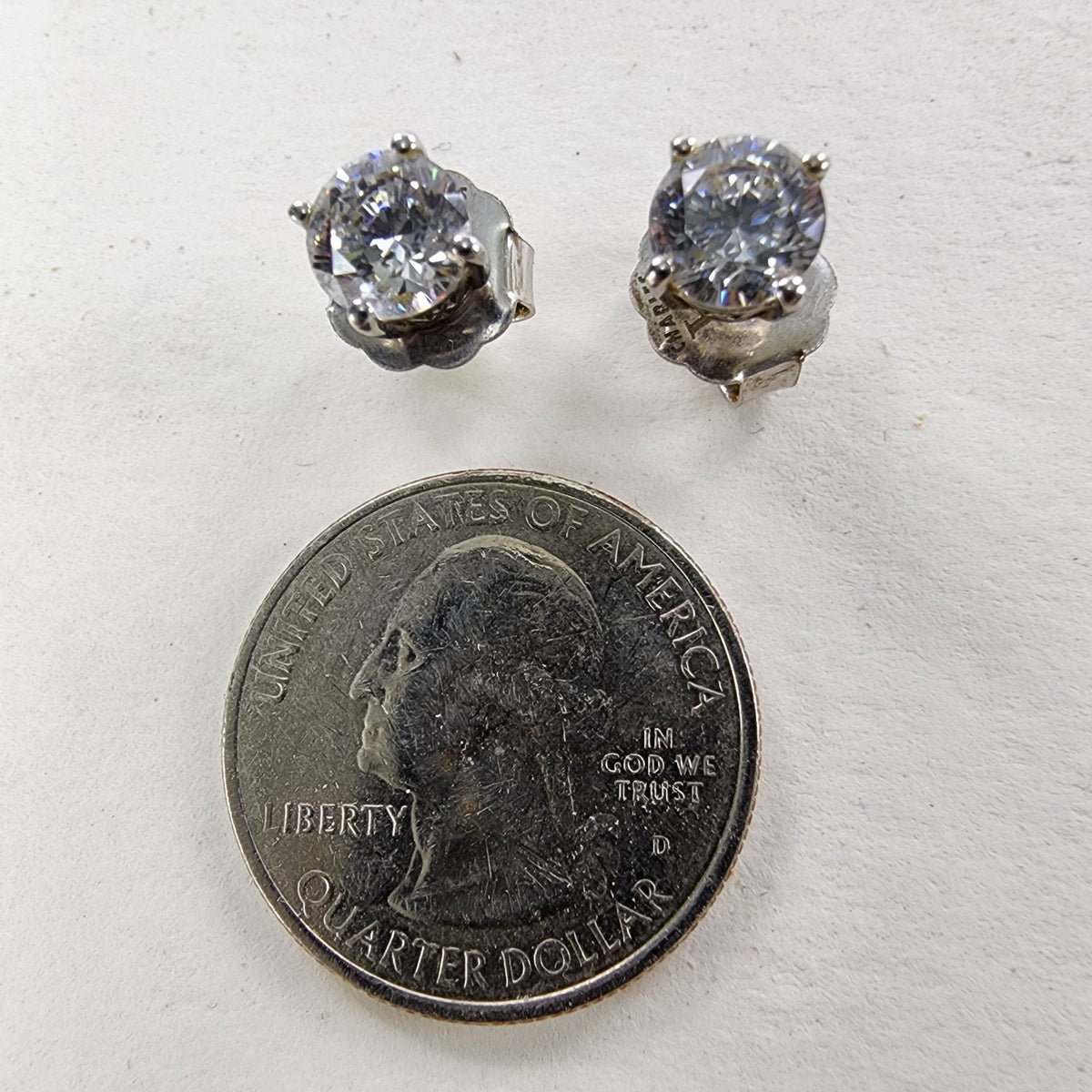 Charles Winston CZ Sterling Silver 925 Stud Earrings Vintage Designer