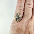 Gold Over Sterling Silver 925 Diamond Accent Cluster Bypass Ring Size 8 1/2
