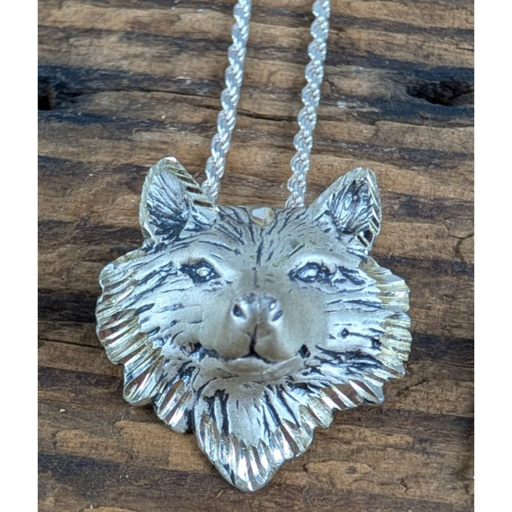 Silverclouds Wolf Sterling Silver 925 Pendant with 16" Italian Rope Chain