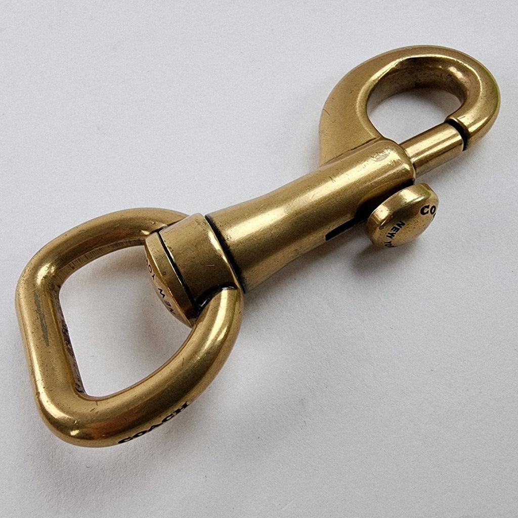 Coach Logo Brand Brass Spring Hook Keychain Fob
