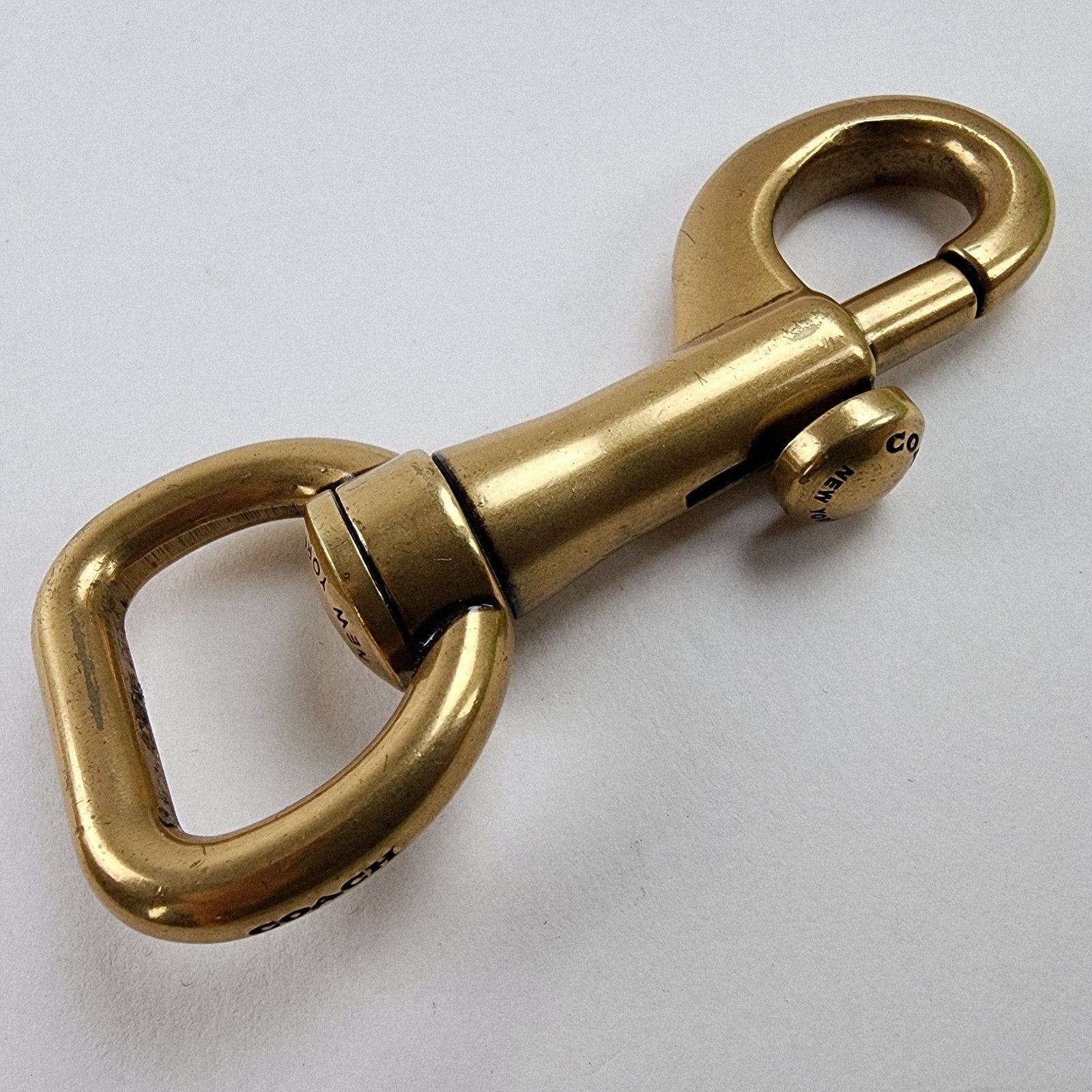 Coach Logo Brand Brass Spring Hook Keychain Fob
