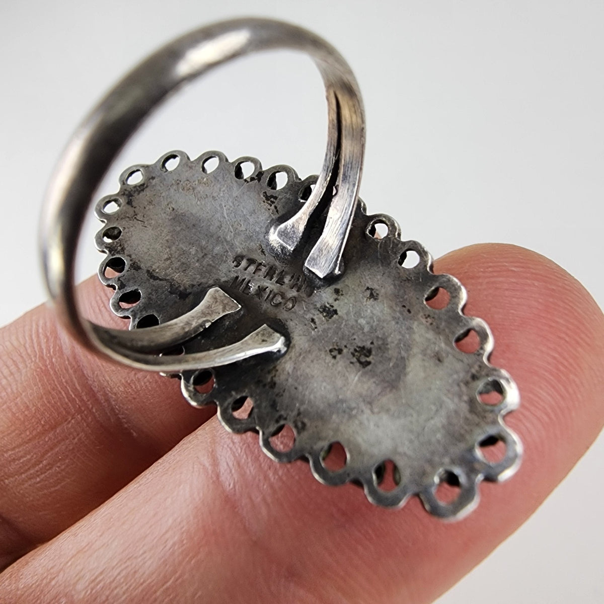 Mexico Brutalist Collapsed Dome Ring Size 8 1/2 Sterling Silver 925 Vintage