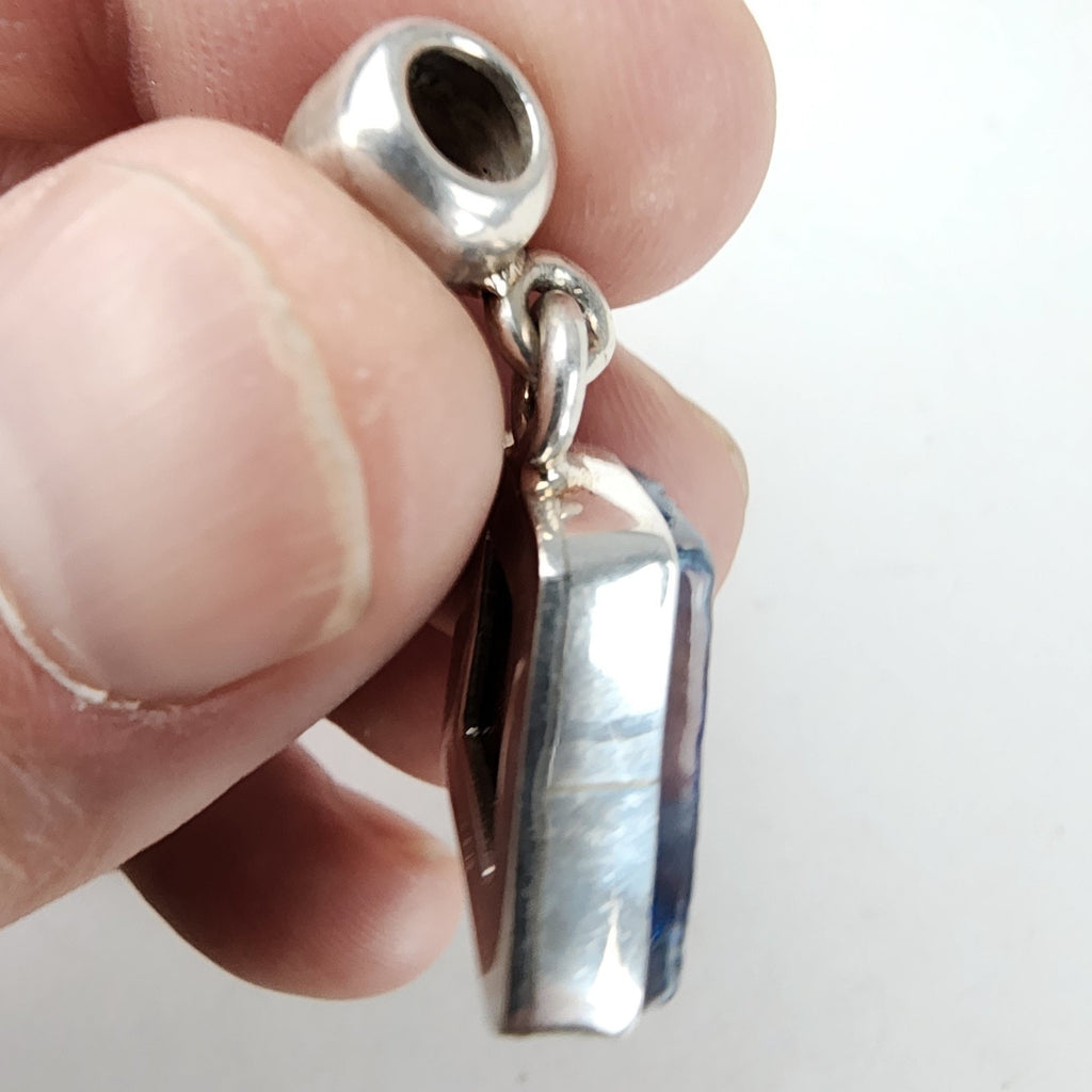 Blue Dichroic Glass Sterling Silver 925 Pendant Vintage