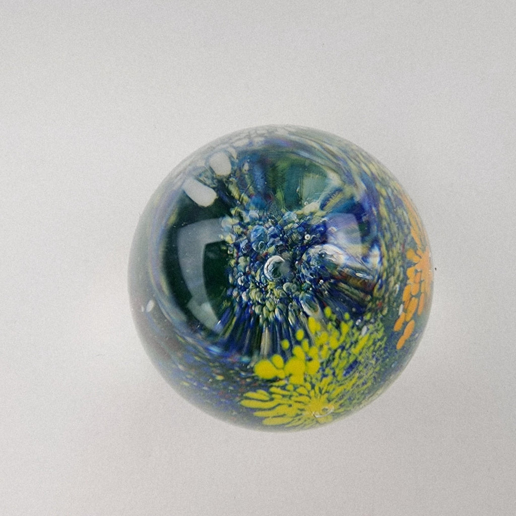2 1/2" Tree Landscape Art Glass Paperweight Vintage Hand Blown Borosilicate
