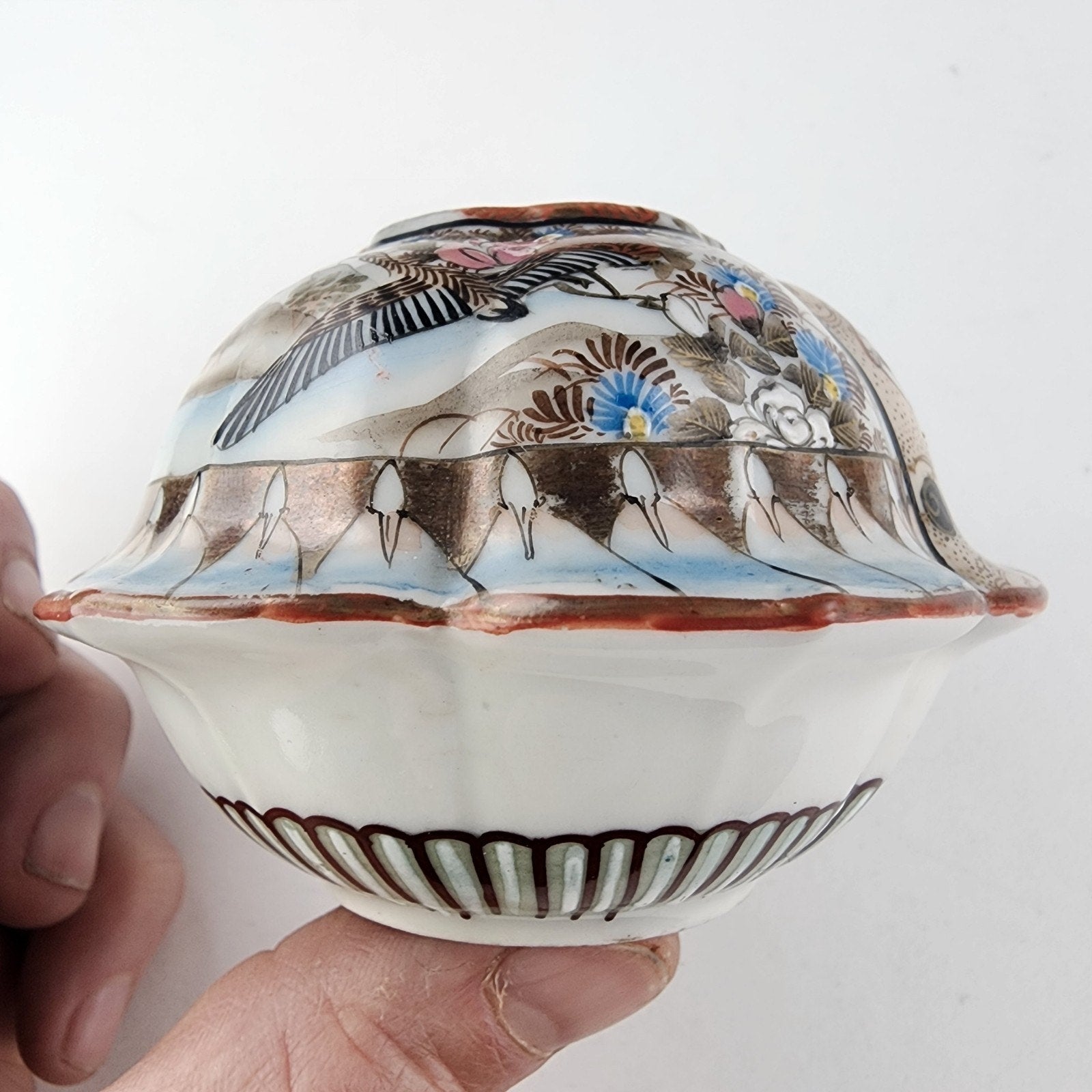 Meiji Period Japanese Imari Porcelain Hair Jar Receptacle Vintage