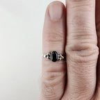 Vintage Black Onyx Beaded Ring Size 6 1/4 in Sterling Silver 925