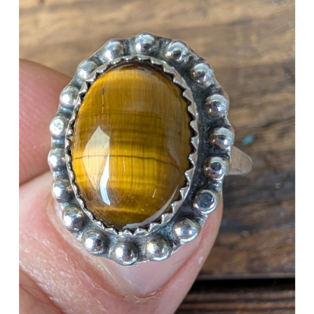 Tigers Eye Sterling Silver 925 Native Ring Size 7 Vintage
