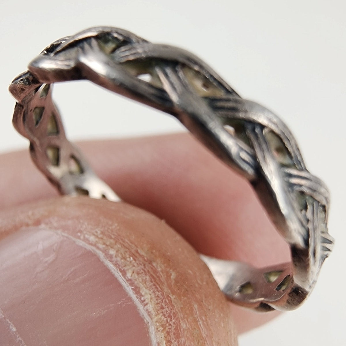 Vintage Braided Textured Band Ring Size 6 1/2 in Sterling Silver 925