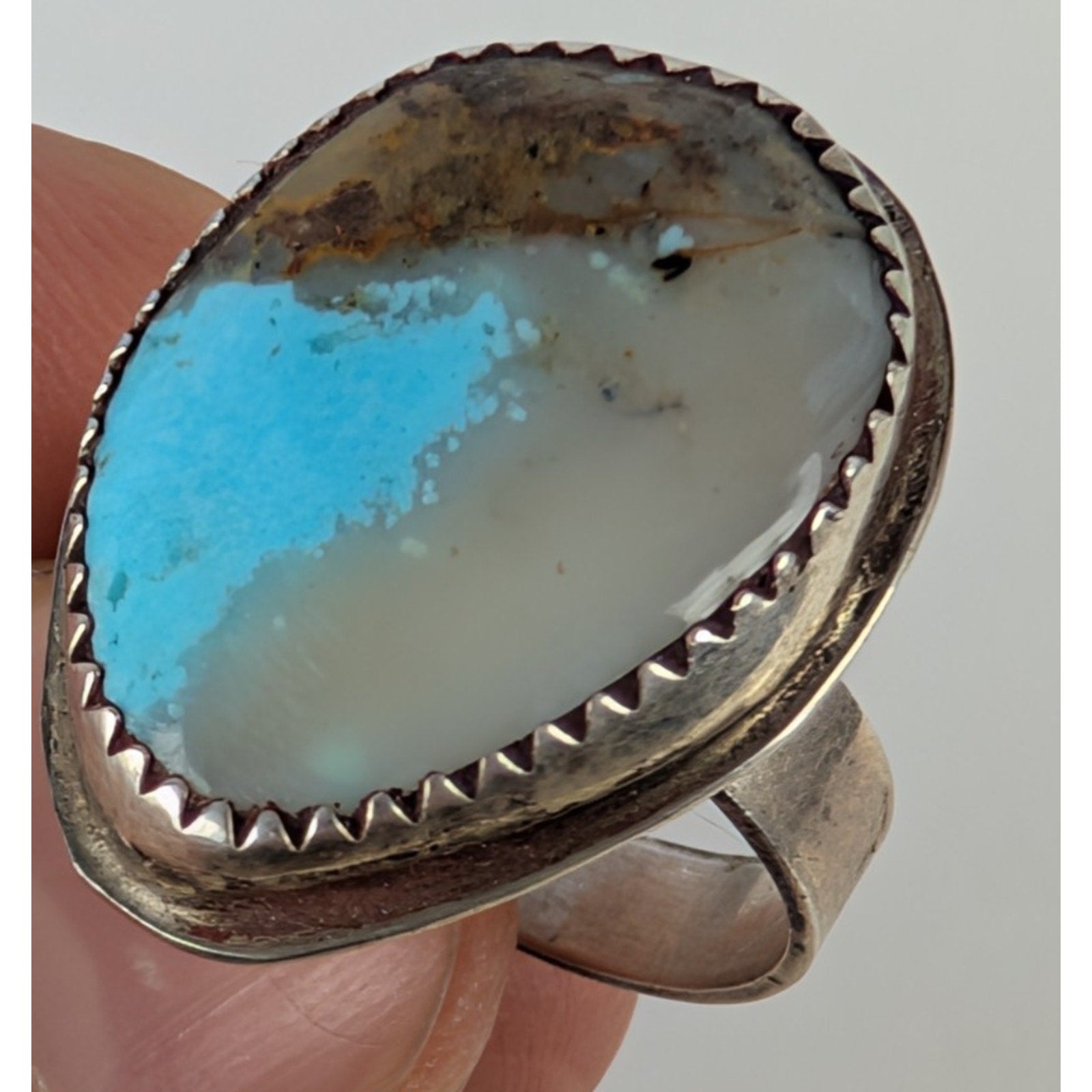 Native Boulder Turquoise Sterling Silver 925 Ring Size 9 Signed CKB