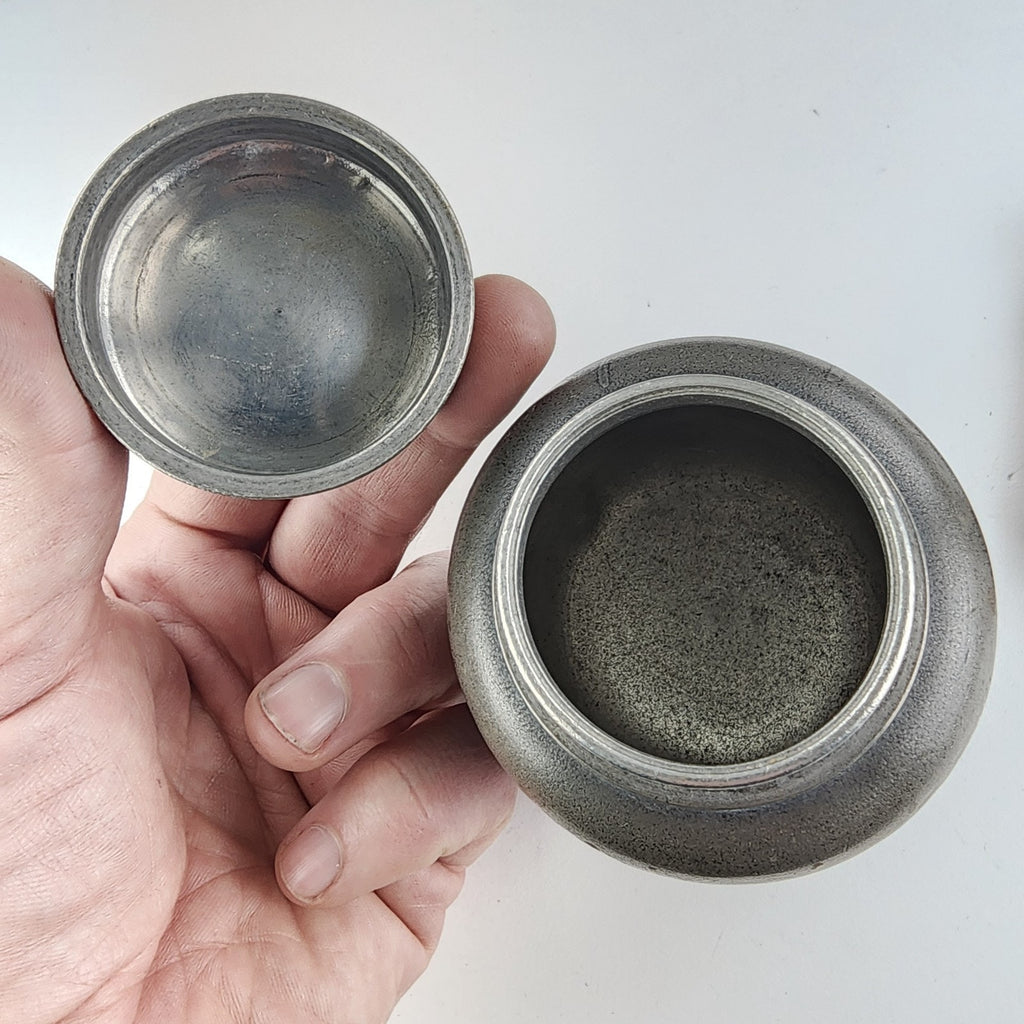 Satsuma Japanese Tin Pewter Tea Caddy Jar Signed Antique Suzuhan