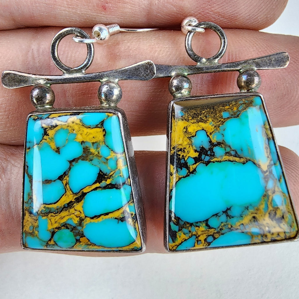 J Hayes Mohave Turquoise Earrings Sterling Silver 925 Vintage Native