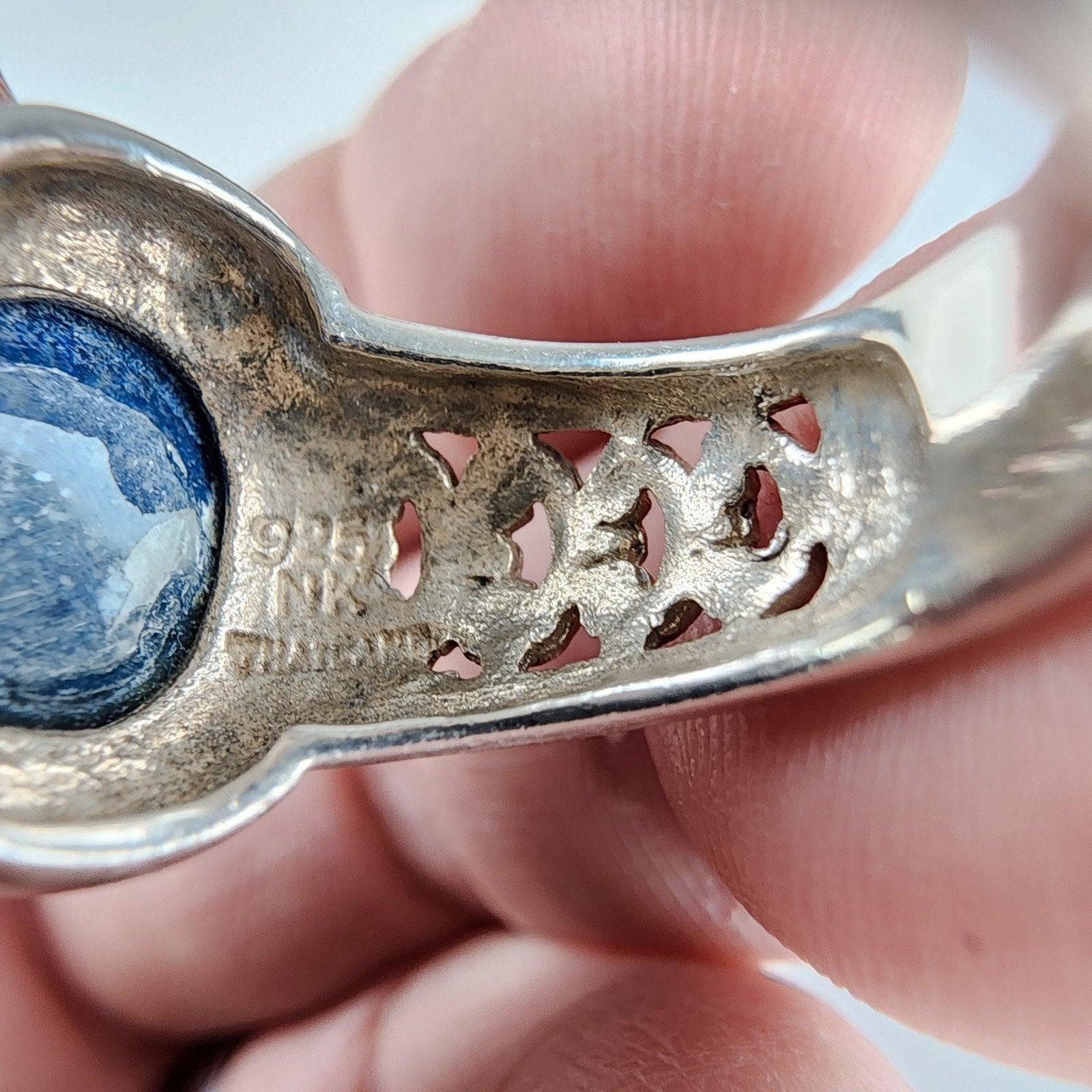 Lapis Lazuli Cabochon Ring Size 7 Sterling Silver 925 Vintage