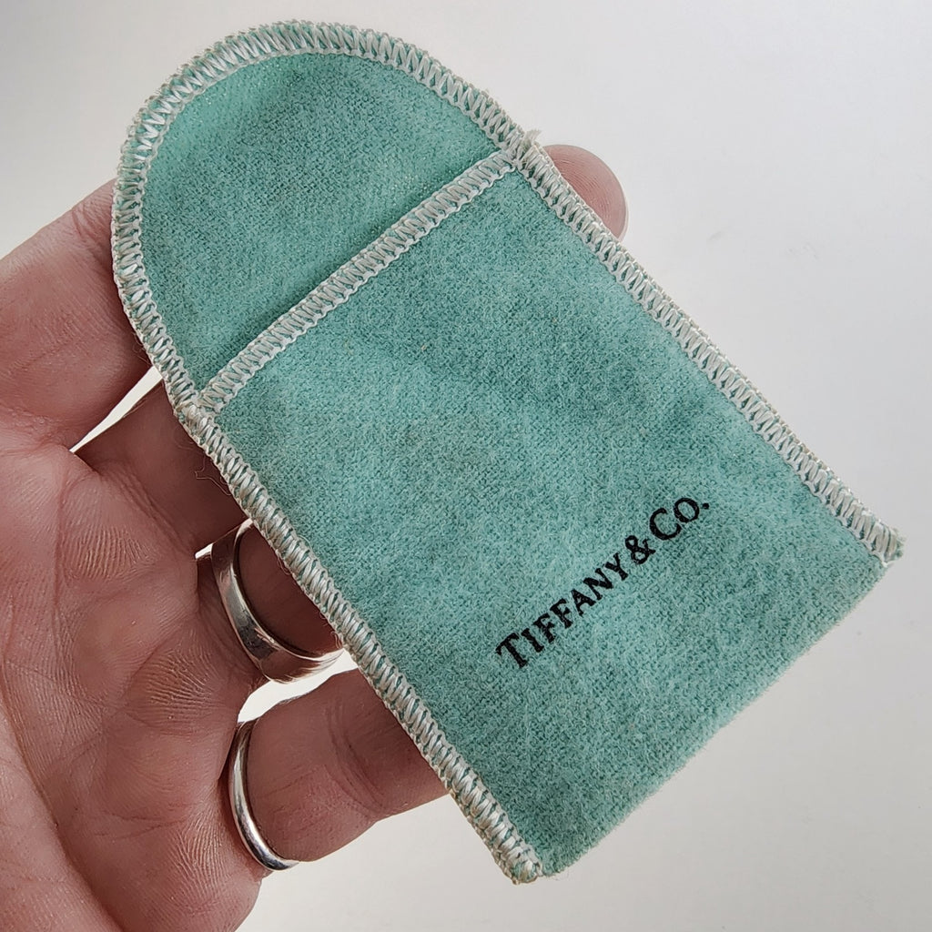 Vintage Blue Felt Jewelry Logo Bag by Tiffany & Co