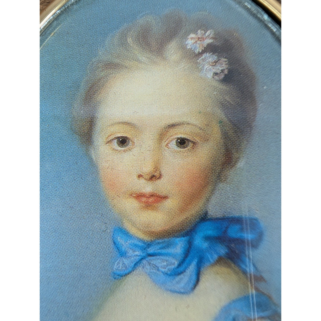 Miniature Reproduction Portrait Lady in Gold Frame by Jean-Baptiste Perronneau