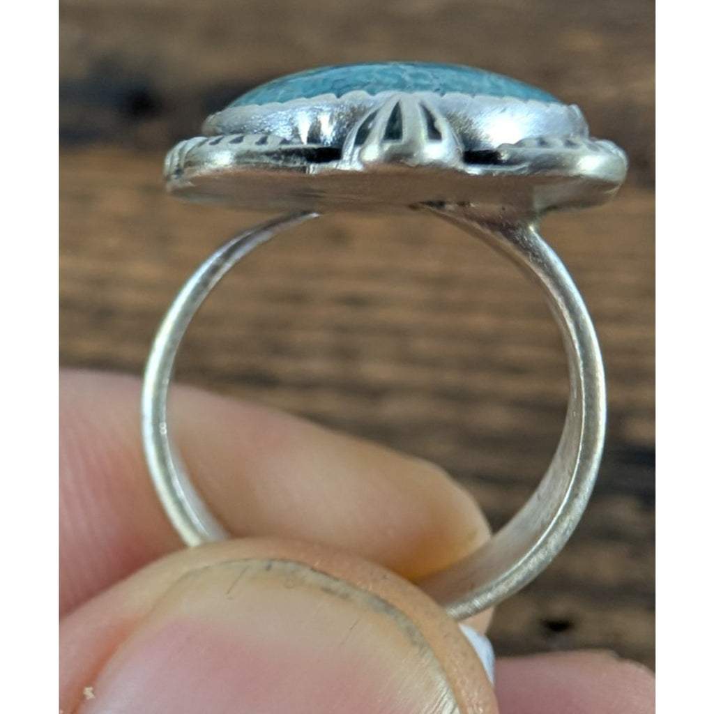 Turquoise Southwestern Sterling Silver 925 Ring Adjustable Size 6 to 11