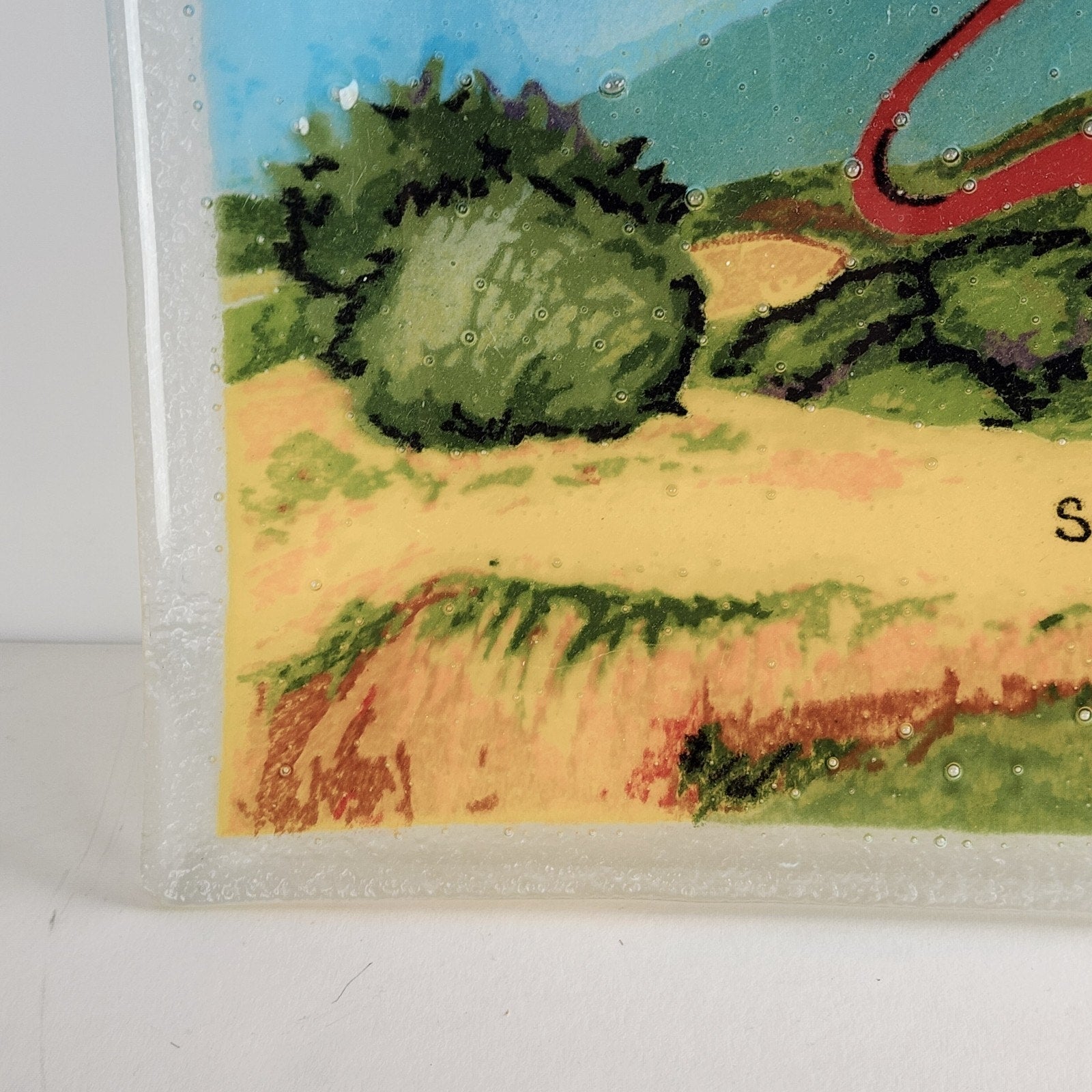Fused Glass Plate with Red Kite by Youth Artist Stephanie P