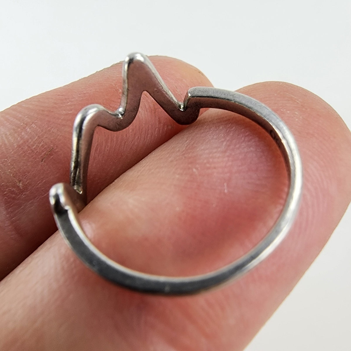 Abstract Mountain Ring Size 5 3/4 Sterling Silver 925 Vintage