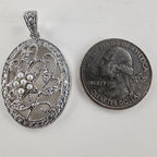 Diamond & Seed Pearl Pendant Sterling Silver 925 Vintage