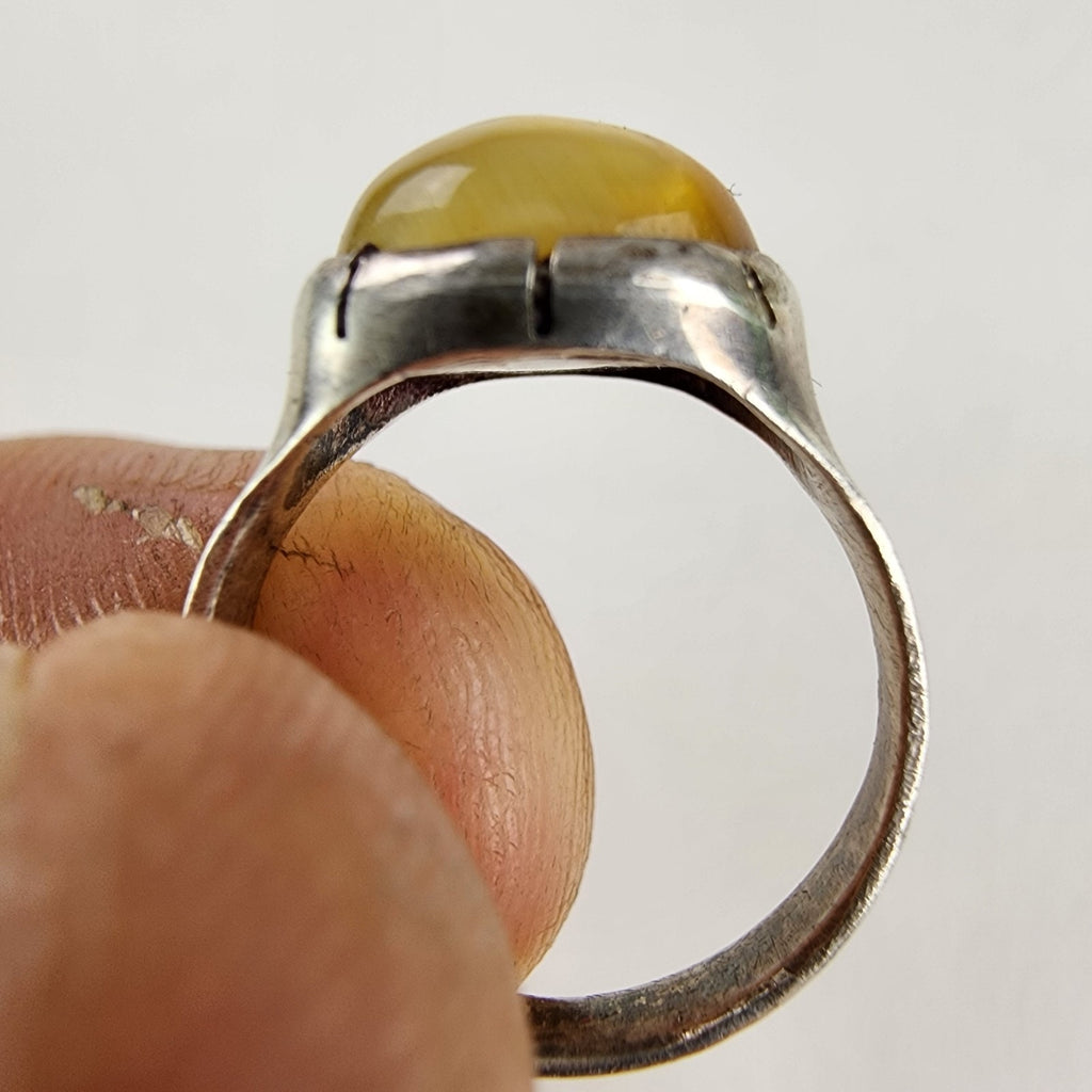 Native Tigers Eye Ring Size 5 3/4 Sterling Silver 925 Vintage