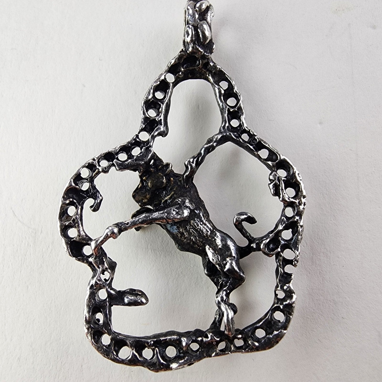 Brutalist Taurus the Bull Zodiac Sign Sterling Silver 925 Pendant