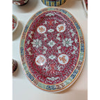 Chinese Famille Rose Mun Shou Porcelain Longevity 7 Piece Vanity Set MCM
