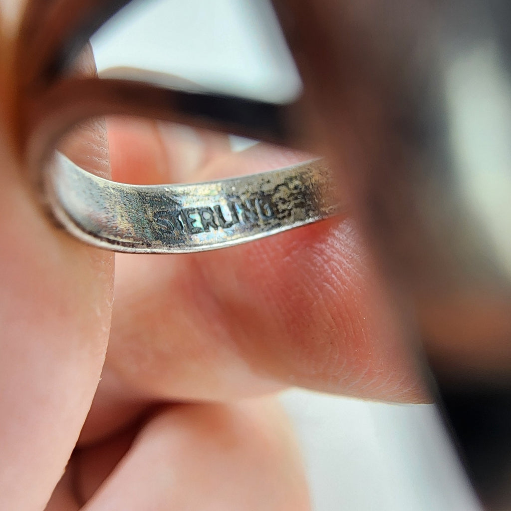 Petrified Wood Native Ring Size 7 1/2 Sterling Silver 925 Vintage Navajo