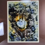 1974 Yvon D'Anjou Decalcomania Tempera Original Painting Surrealist Art MCM