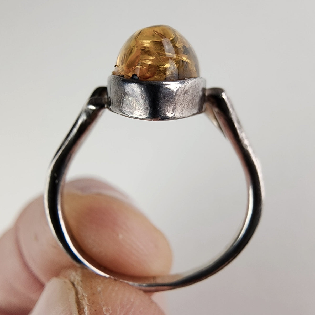 Vintage Baltic Amber Ring Size 8 in Sterling Silver 925